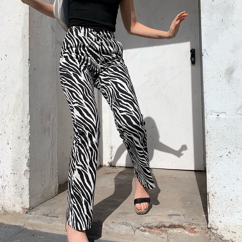 Zebra Striped Joggers Streetwear Straight Pants Women High Waist Trousers Wide Leg Pants | BigBuy360 - bigbuy360.vn