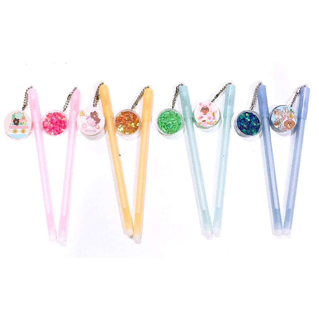 Bút kim tuyến pusheen BKTI6 viết hologram molang gấu brown jinbeisan khủng long hoàng đế mèo capoo bare bear