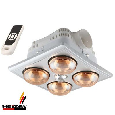 Đèn sưởi nhà tắm âm trần 4 bóng Heizen (có điều khiển từ xa)