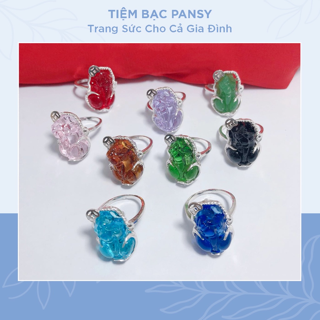 Nhẫn bạc nữ PANSY tỳ hưu chiêu tài, hút lộc phong thủy đủ màu theo mệnh