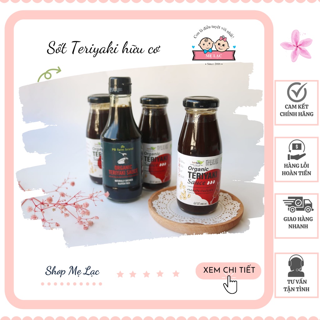 [PB FARM] Sốt Teriyaki hữu cơ siêu ngon dùng ướp đồ ăn cho bé ăn dặm từ 12 tháng tuổi, chai 200ml