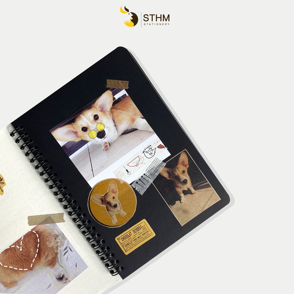 SỔ DÁN ẢNH - Bìa mỹ thuật đen, ruột đen - STHM stationery