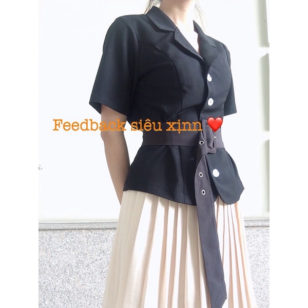 Blazer đen basic ngắn tay dáng vừa | Kathryn.thecitylook | BigBuy360 - bigbuy360.vn