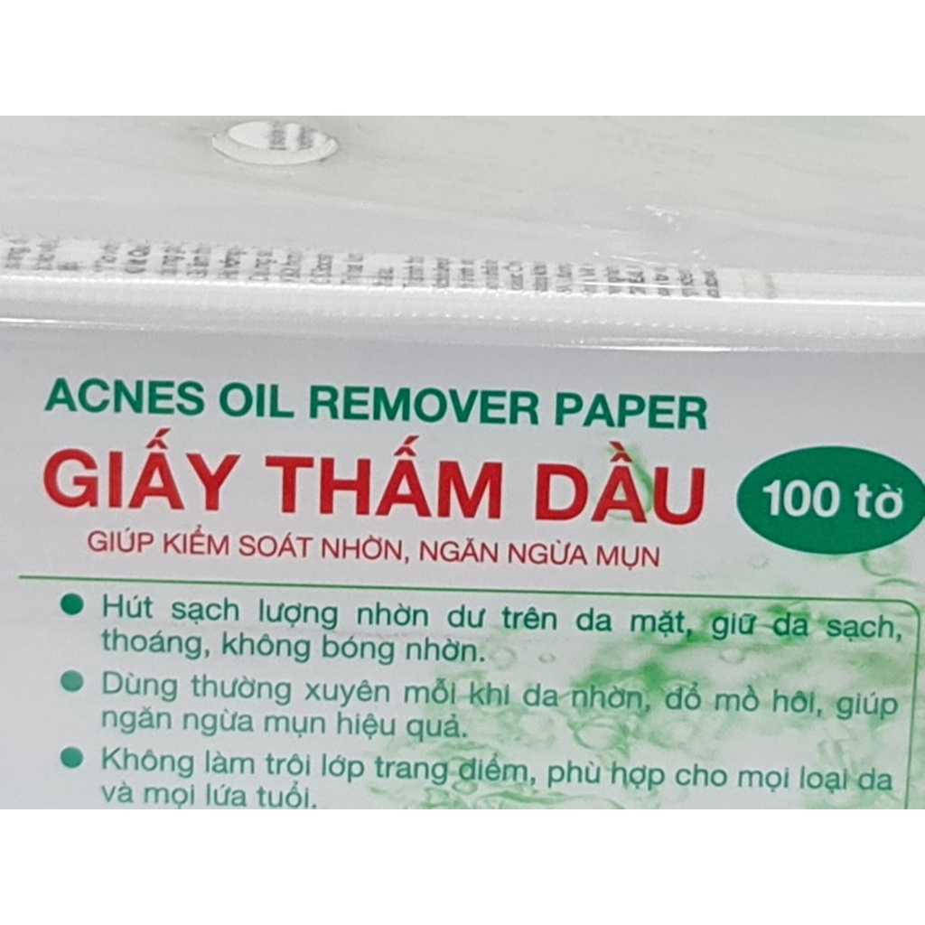 Hộp 100 Tờ Giấy Thấm Dầu Kiểm Soát Nhờn Ngừa Mụn Acnes Oil Remover Paper