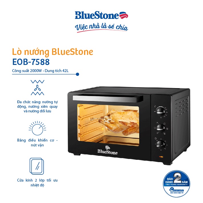 [Mã ELBLUEWL5 giảm 10% đơn 500K] LÒ NƯỚNG BLUESTONE EOB-7588