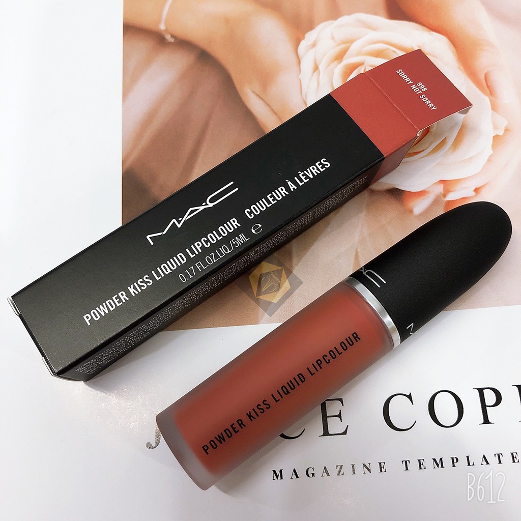 Som Kem Lì MAC 🚛 FREE SHIP🚛 Son Kem Lì MAC Powder Kiss Liquid Lipcolour 998 màu Cam Cháy 5ml