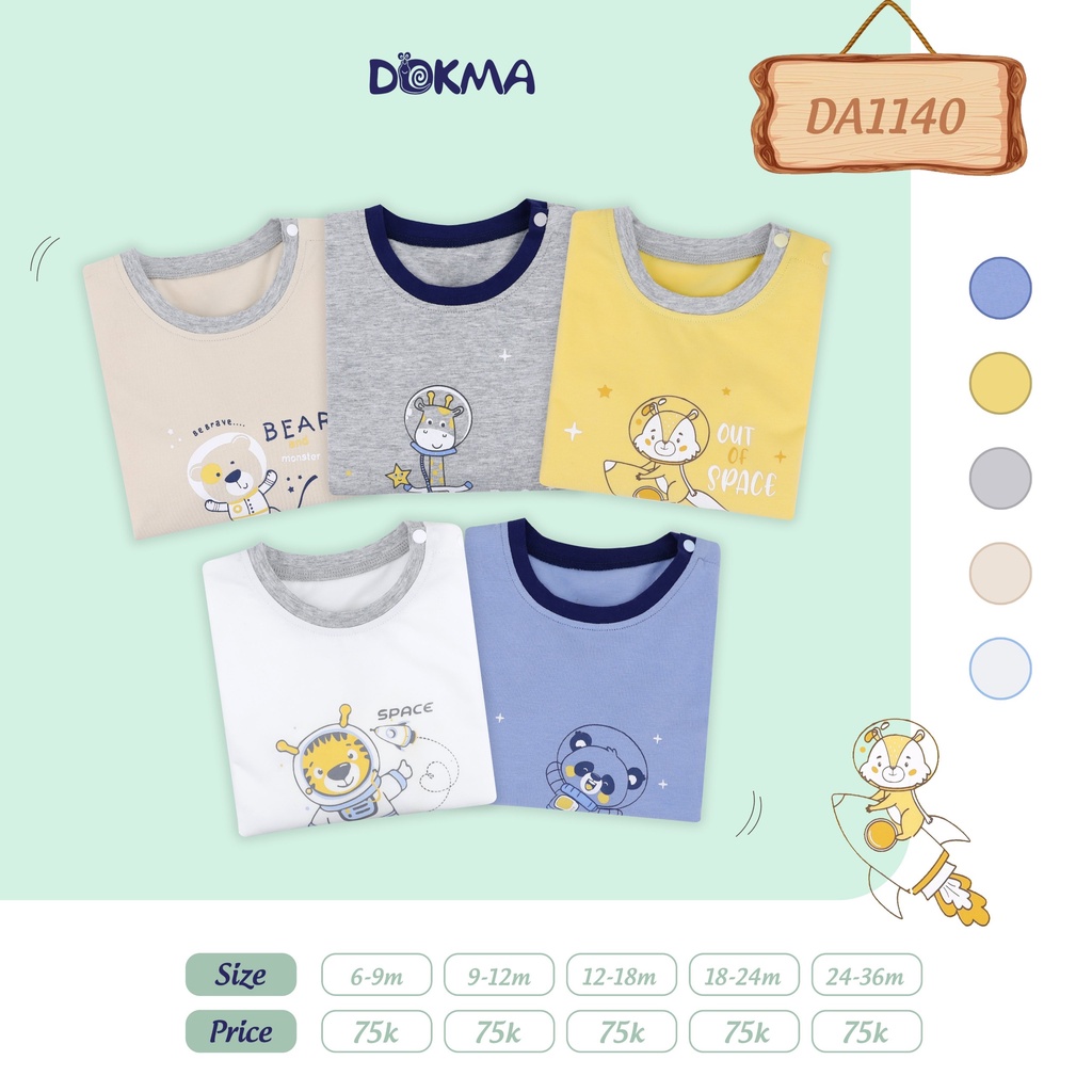 Áo dài tay bé trai Dokma - chất cotton hữu cơ mềm mại, thông thoáng