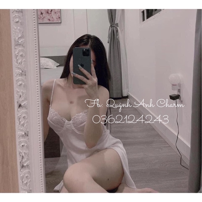 FREESHIP Váy ngủ xẻ hông siêu sexy có gọng đẩy tôn ngực SP73