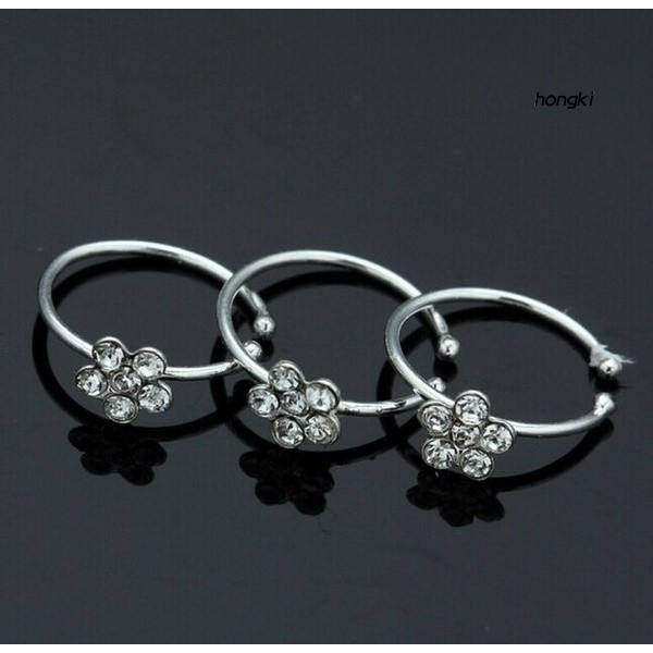 Vòng Kẹp Mũi Thời Trang Bằng Thép Không Gỉ Mặt Hoa Khảm Đá Cho Nữ