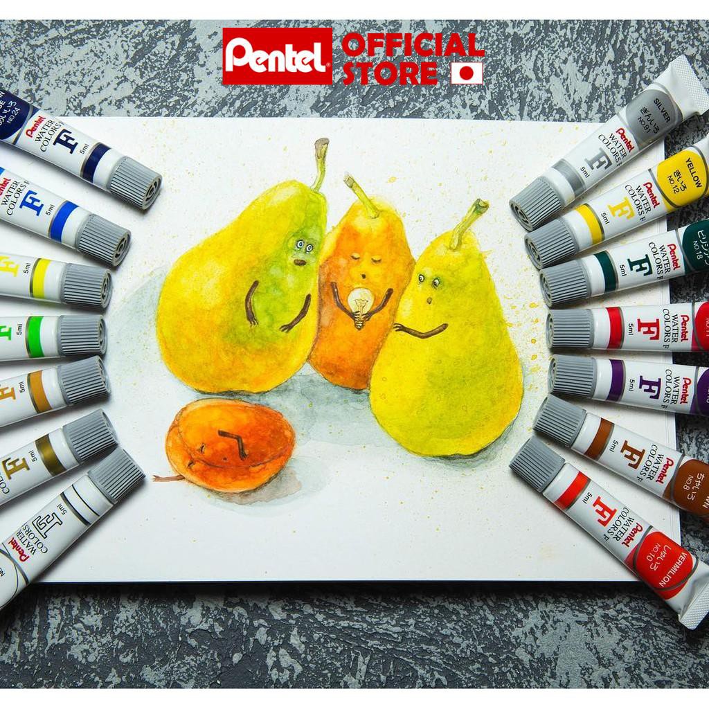 Màu Nước Dạng Tuýp Pentel Water Color WFRS | Vẽ Được Trên Nhiều Chất Liệu | 12 màu/18 màu/24 màu