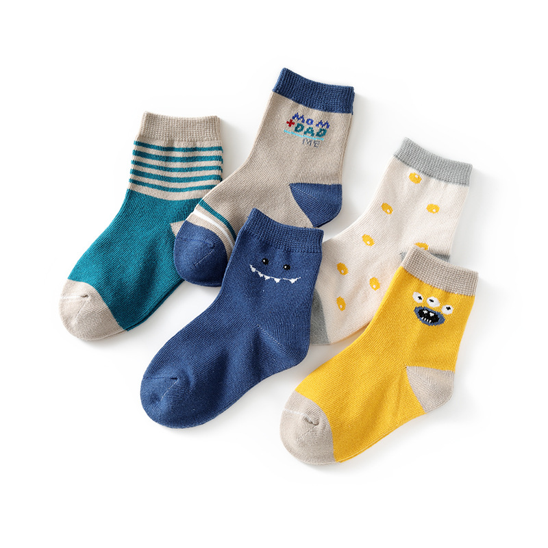 Set 5 đôi vớ cotton thoáng khí dễ thương dành cho các bé 1-12 tuổi