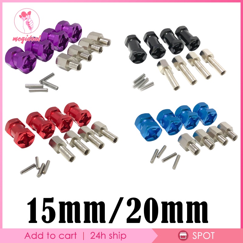 Set 4 phụ kiện mở rộng bánh xe tải Axial Scx10 D90 Ax10 CC01 F350 RC bằng nhôm 15mm/20mm