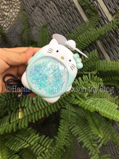 QUẠT MINI CÓ ĐÈN HÌNH KITTY SIÊU KUTE