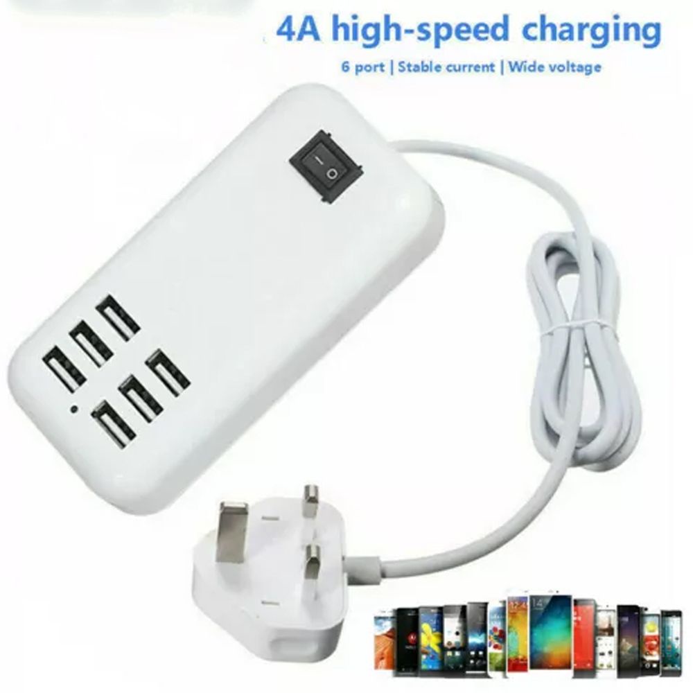 Củ sạc nhanh 6 cổng USB cho UK US EU