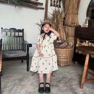 Đầm cho bé gái, Váy trẻ em hình gấu Teddy baby doll dễ thương