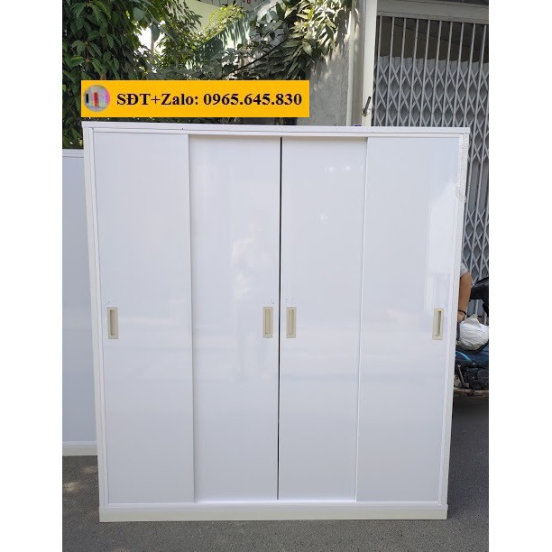 Tủ Nhựa Đài Loan 4 Cánh Cửa Lùa Màu Trắng N203