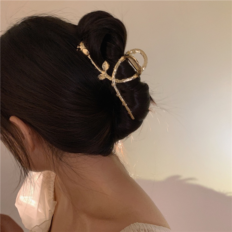 Kẹp Tóc Kim Loại Hình Hoa Hồng Thanh Lịch Phong Cách retro