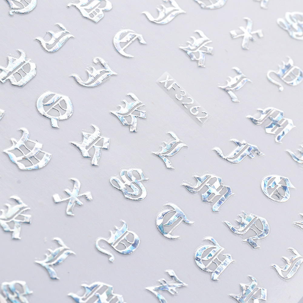 [Hàng mới về] Nhãn dán móng trang trí hình chữ cái tiếng anh nhiều màu tùy chọn