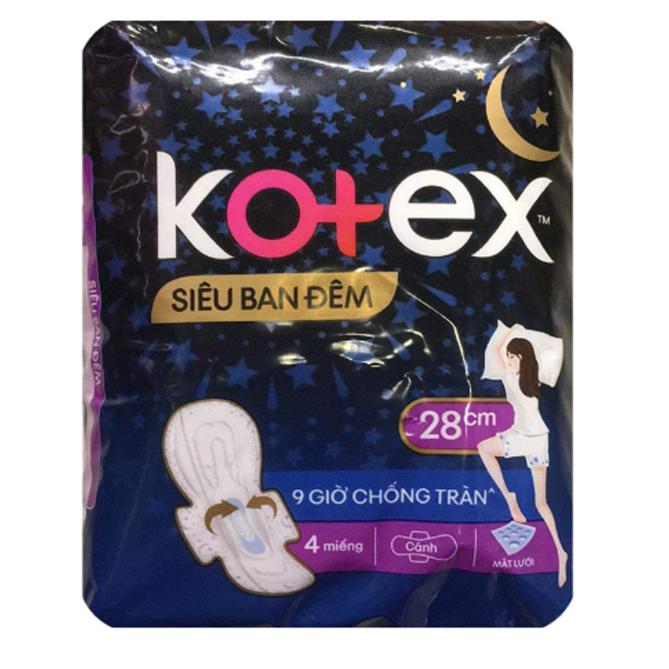 Băng vệ sinh Kotex Style Đêm dày cánh 28cm (4 miếng)