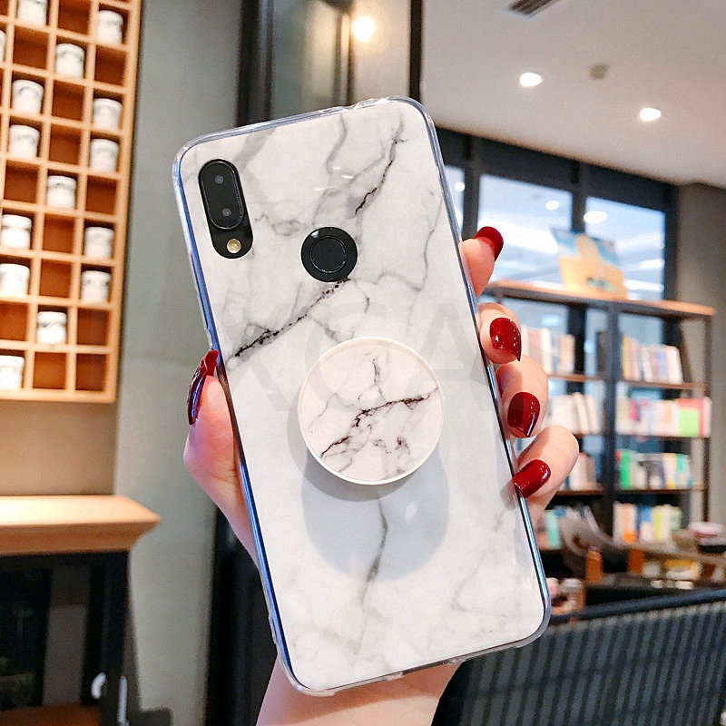 Xiaomi Mi 9 8 Lite Redmi 6 Note 7 6 5 Pro Case Marble Patterned Texture Air Bag Stand Holder Soft Cover