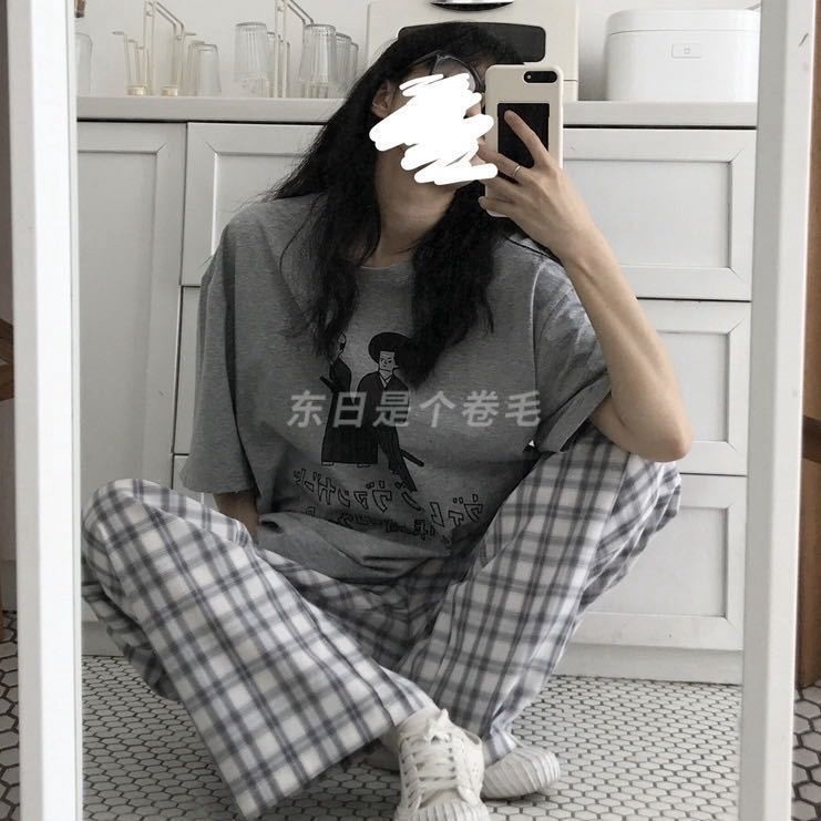 Quần dài ống suông rộng in caro thời trang retro mùa hè Hàn Quốc 2020 | BigBuy360 - bigbuy360.vn