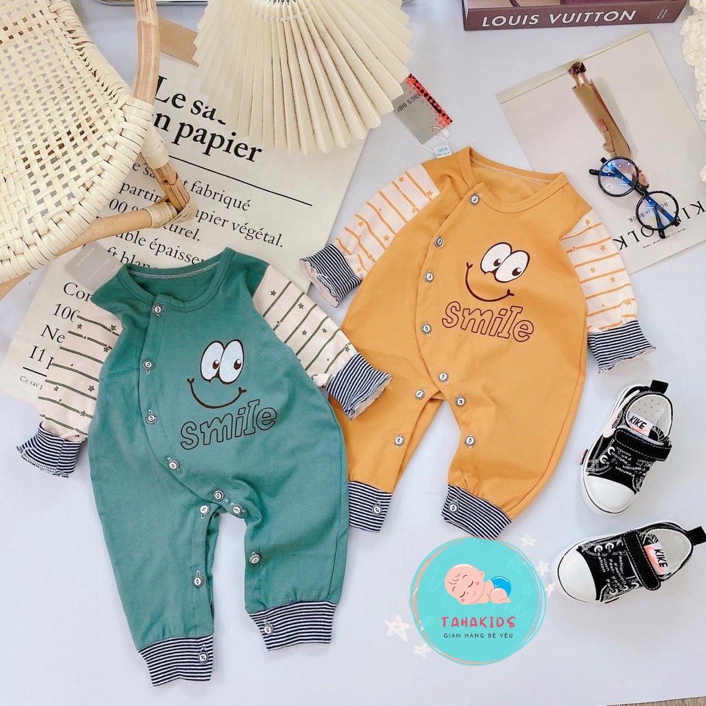 Body sơ sinh dài tay Bộ đồ liền thân bé trai bé gái Bodysuit cotton thu đông_tahakids