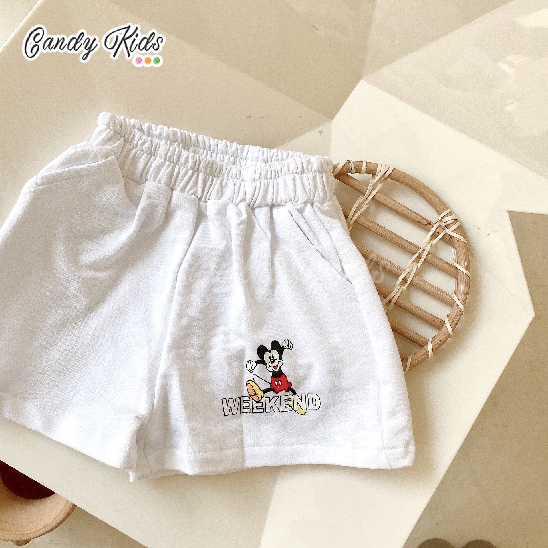 Quần Short Cotton Lưng Thun In Họa Tiết Hoạt Hình Xinh Xắn Dành Cho Bé 1-8 Tuổi