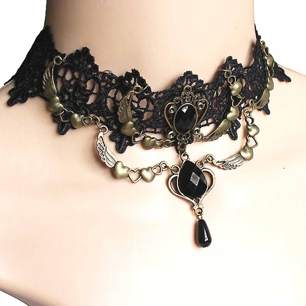 Vòng cổ choker phối ren phong cách Gothic cổ điển thời trang ấn tượng