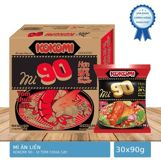 Thùng 30 Gói Mì Ăn Liền Kokomi 90gam Tôm Chua Cay 90g