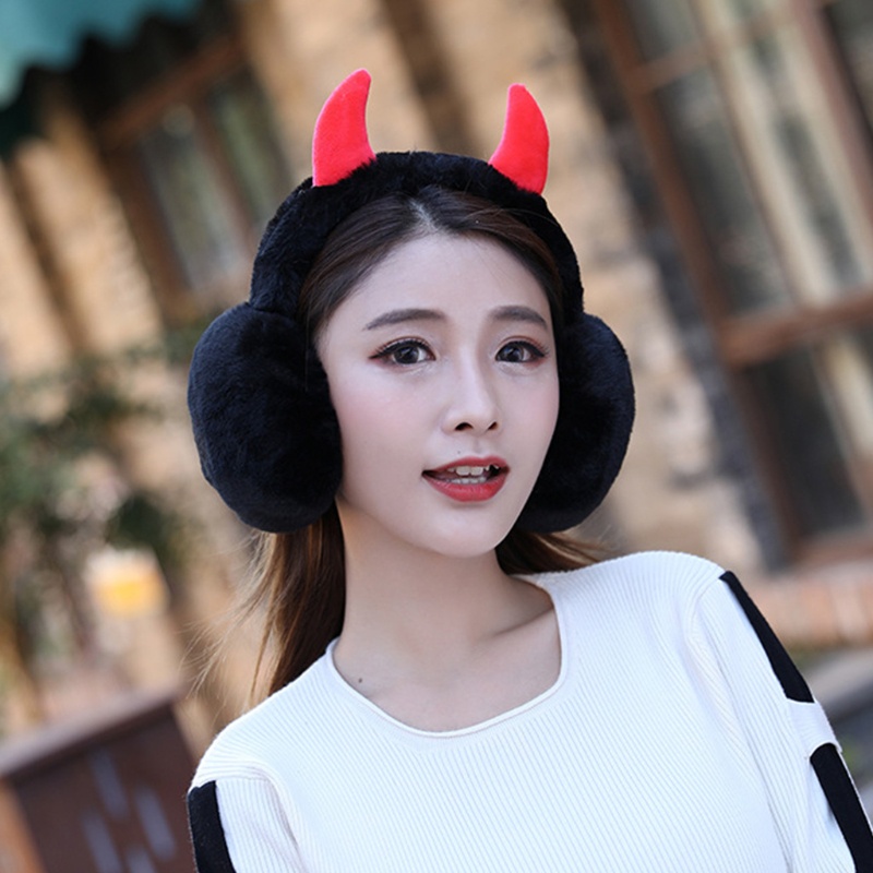 Bông Chụp Tai Giữ Ấm Có Thể Điều Chỉnh Hình Dạng Chiếc Sừng Thời Trang Mùa Đông