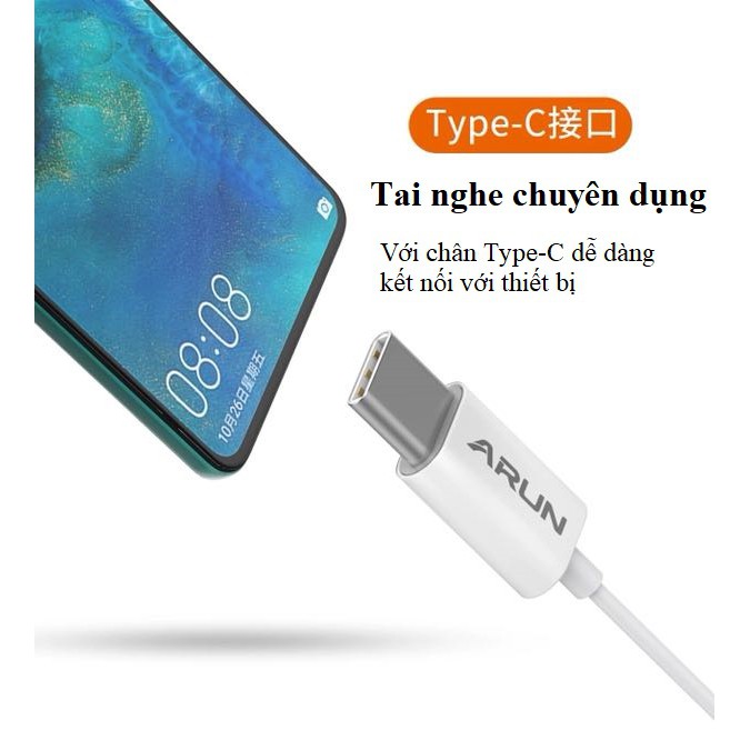 Tai Nghe Nhét Tai Kèm Mic Arun M28 Chân Type-C Super Bass, Phù Hợp Với Mọi Nhu Cầu Nghe Nhạc Gaming, EDM, Remix, Ballad