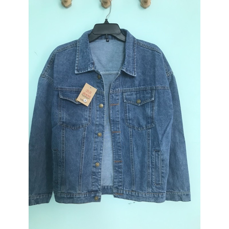 Áo khoác jeans nam trơn màu xanh đậm đơn giản mà phong cách cao cấp Chiwawa shop