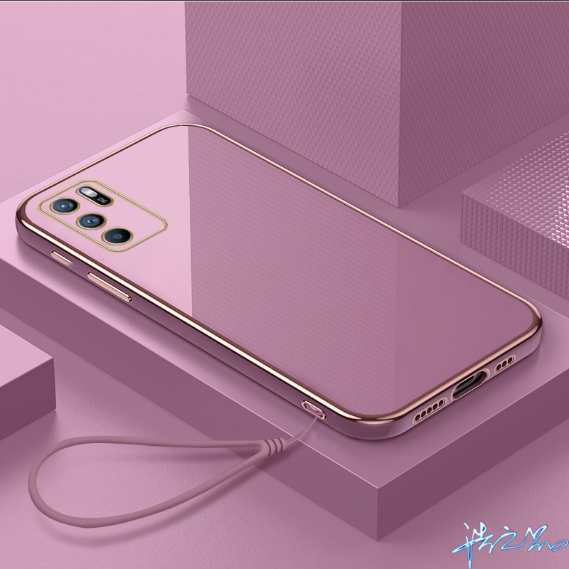 Ốp Điện Thoại Viền Dẻo Bề Mặt Mịn Kèm Dây Đeo Sang Trọng Cho Oppo Reno 7Z Case 6Z 5 2F 2 2Z 4 3