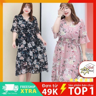 Váy voan nữ đẹp họa tiết hoa nhí dành cho người mập bụng từ 45 đến 85kg