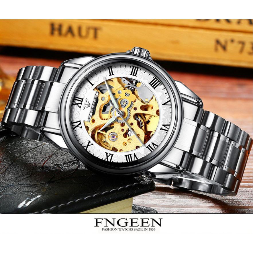 ĐỒNG HỒ CƠ NAM AUTOMATIC FNGEEN F99 LHBV  DÂY KIM LOẠI CAO CẤP