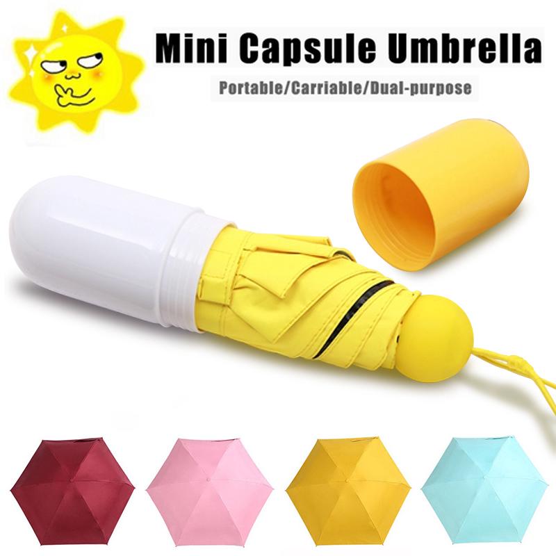 Mini Capsule Ô rõ ràng Pocket Có thể gập lại năm ô chống tia UV Ô dù gấp