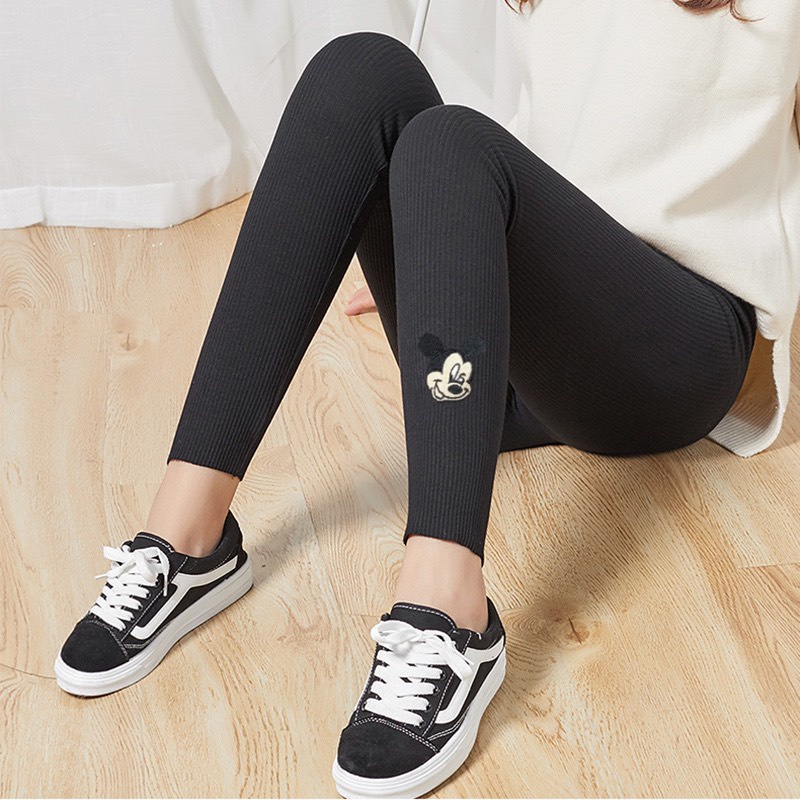 Quần legging len tăm in hình mickey legging body siêu co giãn