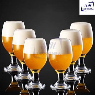 Bộ 6 ly thủy tinh GL3010-1804 uống bia,sinh tố chân lùn 410ml cao cấp Deli