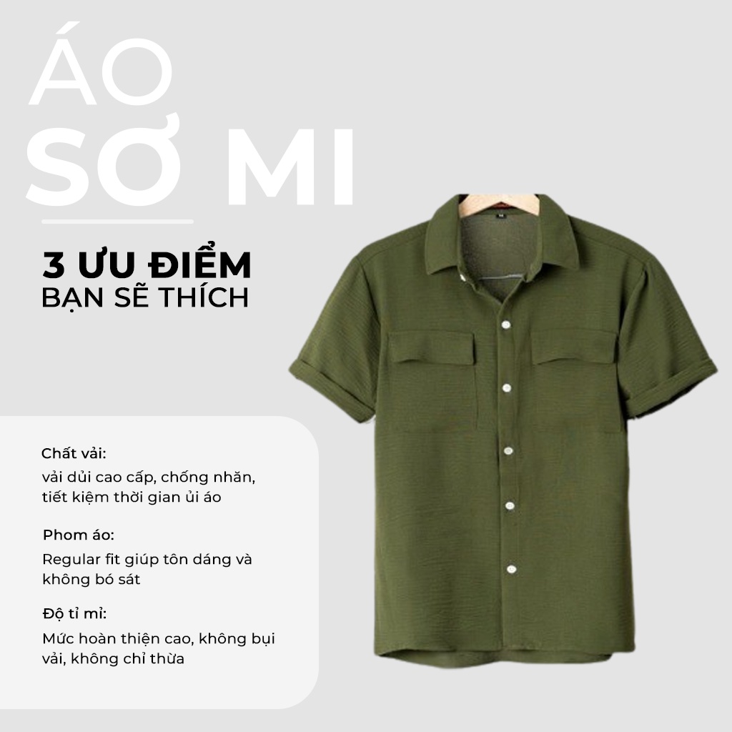 Áo Sơ Mi Nam Ngắn Tay Nam Hàn Quốc, Có Kiểu Áo Sơ Mi Đẹp - Basic Boutique SM611