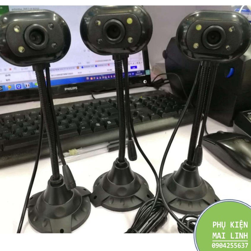 (Bảo hành 06 tháng) Webcam Chân Cao có mic dùng cho máy tính có tích hợp mic và đèn Led trợ sáng -Webcam máy tính để bàn | WebRaoVat - webraovat.net.vn