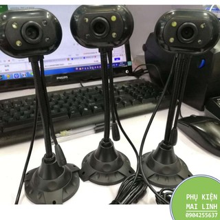 (Bảo hành 06 tháng) Webcam Chân Cao có mic dùng cho máy tính có tích hợp mic và đèn Led trợ sáng -Webcam máy tính để bàn