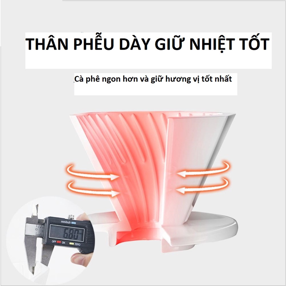 Phễu pha cà phê pour over V60 hình bát giác thành phễu dầy ổn định nhiệt tốt