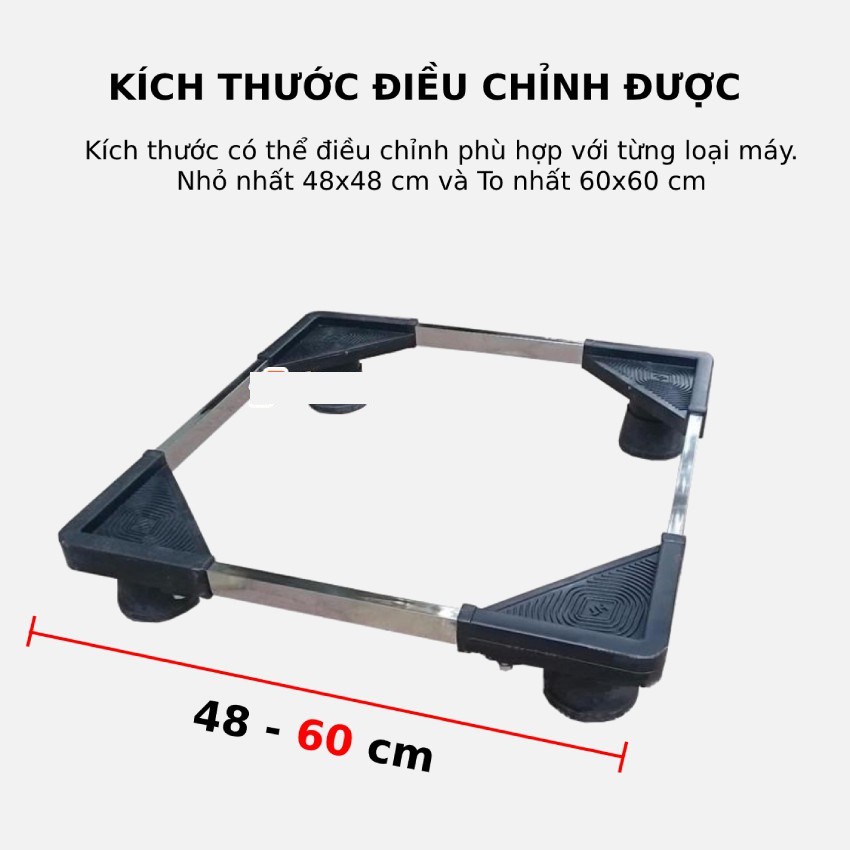 Chân kê Máy Giặt Tủ Lạnh - Chân giá đỡ máy giặt tủ lạnh thanh vuông DL28