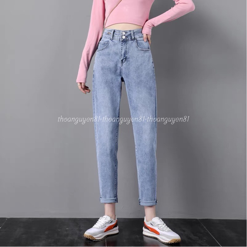 Quần jeans baggy 2 cúc lưng chun dễ mặc dễ phối đồ phong cách trẻ trung