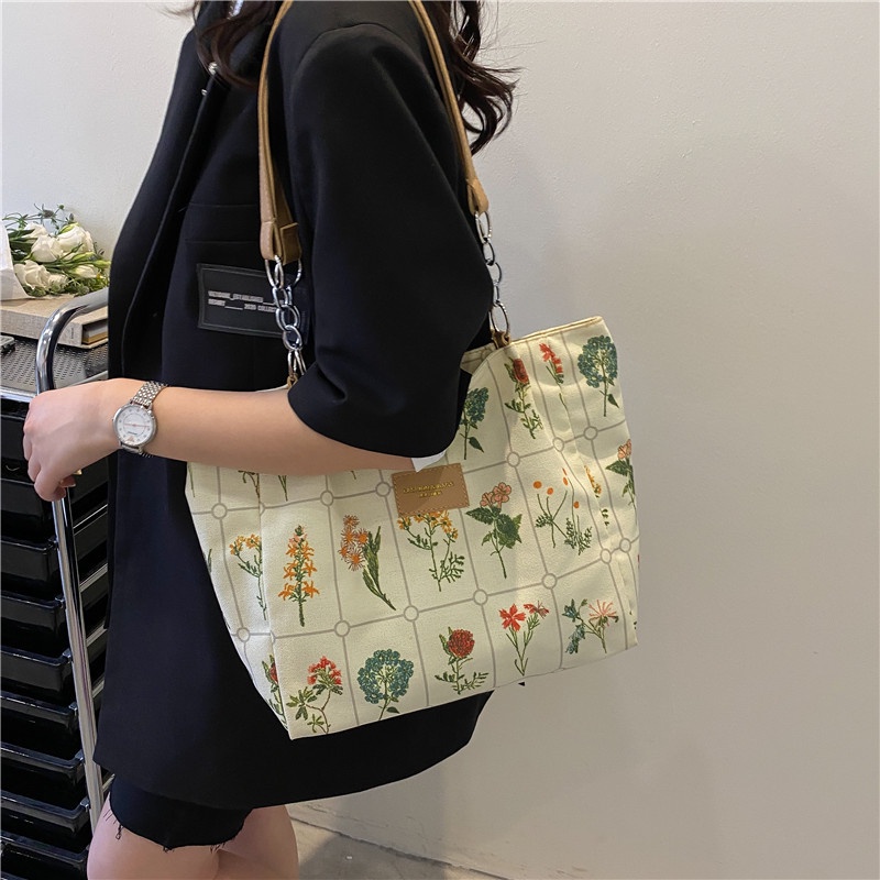 Túi đeo IELGY vai vải canvas cỡ lớn thời trang cho nữ