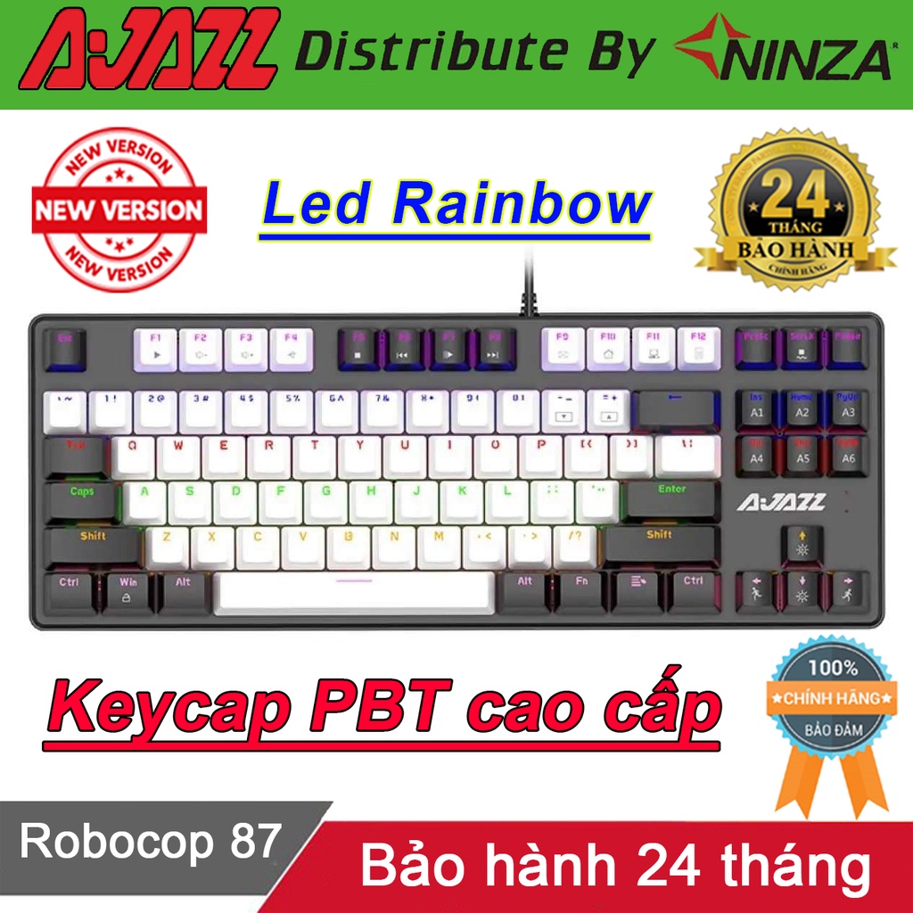 Bàn phím cơ Ajazz keycap PBT [Bảo hành 24 tháng] Fuhlen M87s Edra EK387 ♥️Freeship♥️ Phím cơ E-Dra EK384 Fuhlen M87s