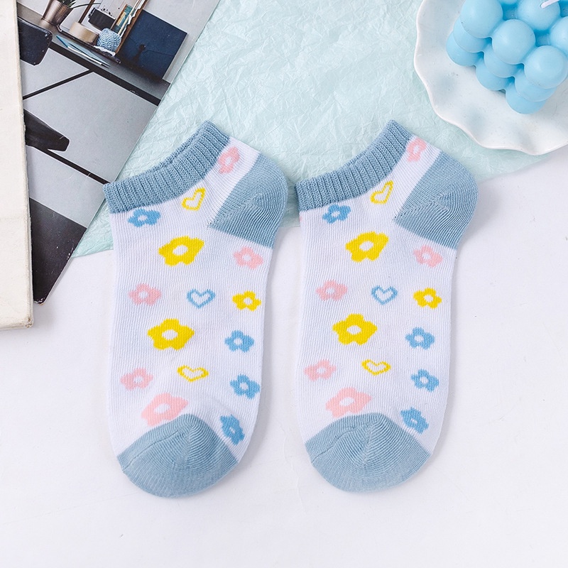 Tất Nữ Cổ Ngắn Phong Cách Hàn Quốc Họa Tiết Dễ Thương, Cute, Đáng Yêu Dễ Phối Đồ Họa Tiết Hoa Cúc