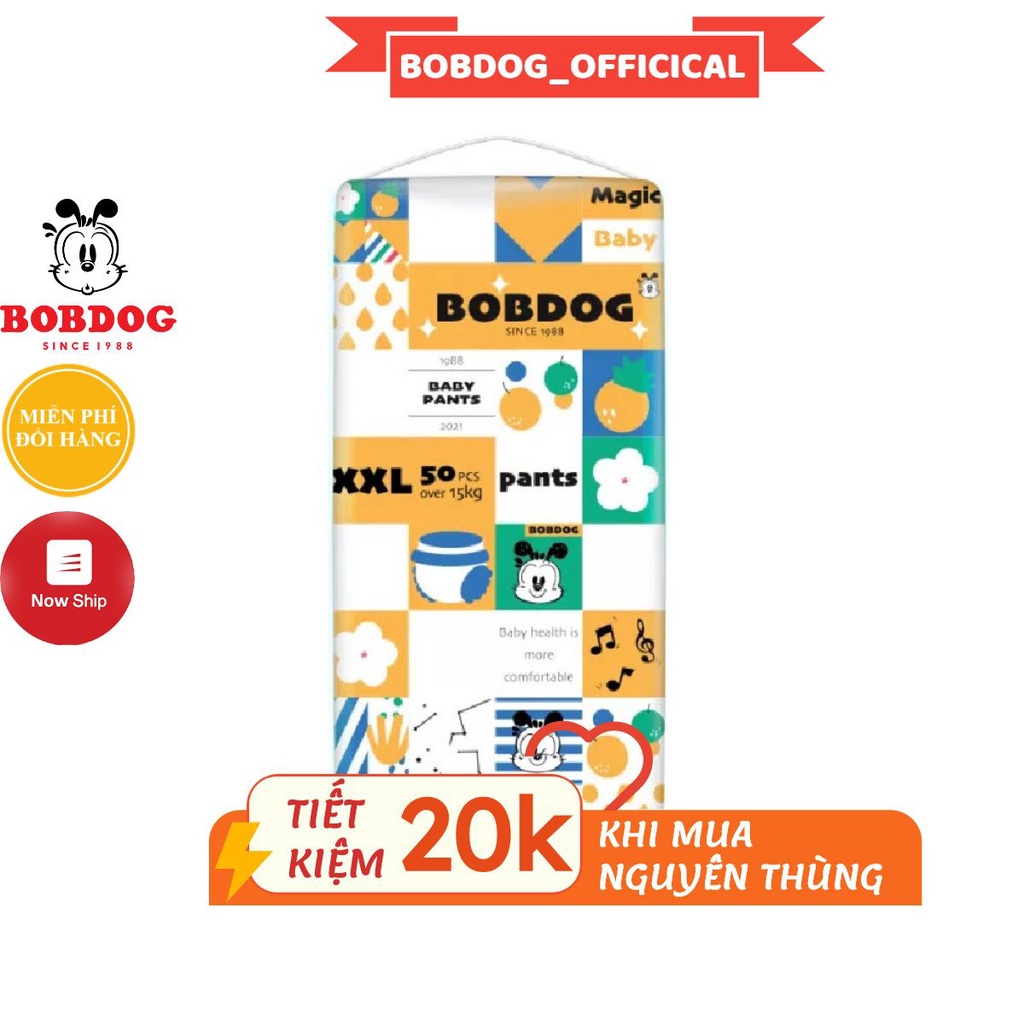 Tã/Bỉm BOBDOG Magic Blind Box quần siêu mềm và siêu thấm hút L58/XL54/XXL50/XXXL46