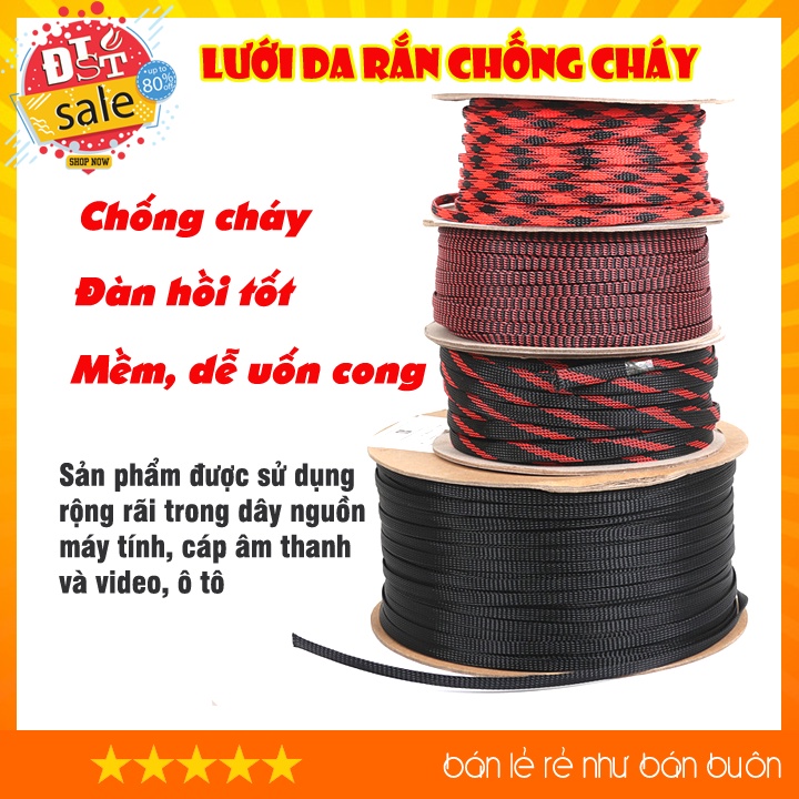 Gen lưới xác rắn bọc dây nguồn, cáp âm thanh chống cháy