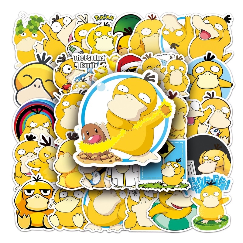 Z & M❀ Hình Dán Psyduck ❀ Bộ 50 Sticker Chống Thấm Nước Hình Pokemon Dùng Trang Trí
